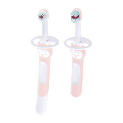 Οδοντόβουρτσες Εκπαιδευτικές Με Ασπίδα Προστασίας Learn to Brush 608G (Σετ 2τμχ) 6+ Μηνών Pink Mam Πλαστικό