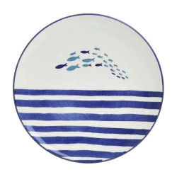 Πιάτο Ρηχό 3-60-017-0070 Φ26x2cm White-Blue Inart Κεραμικό