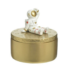 Δοχείο Διακοσμητικό Με Καπάκι Αστροναύτης 6-70-151-0279 Φ20x19 Gold Click Πολυρεσίνη