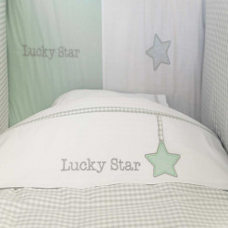 Σεντόνια Σετ 3τμχ Des.304 Lucky Star White-Green Baby Oliver Λίκνου 75x100cm Χωρίς Λάστιχο 100% Βαμβάκι
