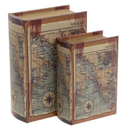 Κουτί-Βιβλίο Σετ 2τμχ 3-70-106-0025 Μεσόγειος 17Χ8Χ24 Inart Τεχνόδερμα