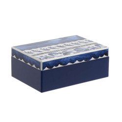Κουτί Ξύλινο 3-70-105-0764 Blue-White 17Χ11,5Χ6,5 Inart Ξύλο