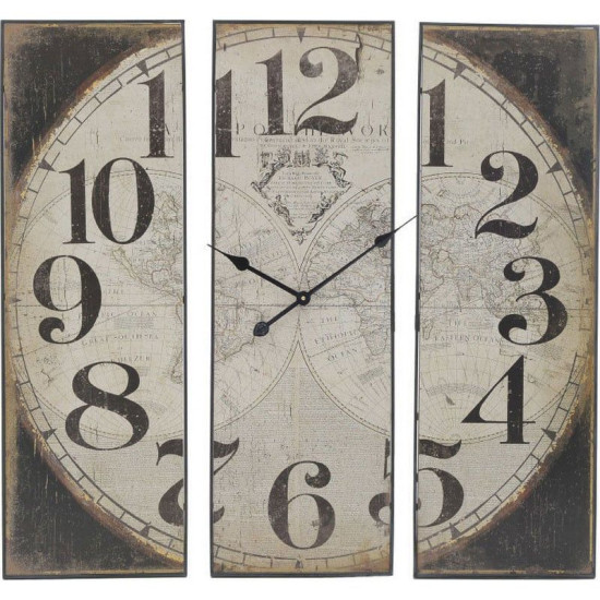 Ρολόι Τοίχου Σετ 3Τμχ Atlas (Sm) 90X6X90 Brown-White 3-20-773-0296 Inart Μέταλλο,Ξύλο