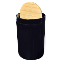Κάδος Απορριμμάτων 02-3876 Πλαστικός Με Καπάκι Bamboo Παλλόμενο Μαύρος 5Lt Estia Πλαστικό