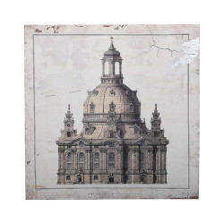 Πίνακας Dresden Frauenkirche 40x3.5x40cm Beige-Brown 1-159-92-011 Etiquette Τετράγωνοι Ξύλο