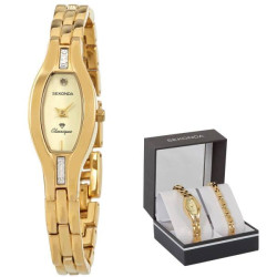 Sekonda Classique Quartz Champagne Dial Ladies Watch and Bracelet Set 4538G SNP