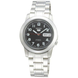 Seiko 5 Automatic Black Dial Stainless Steel Unisex Watch SNKK35