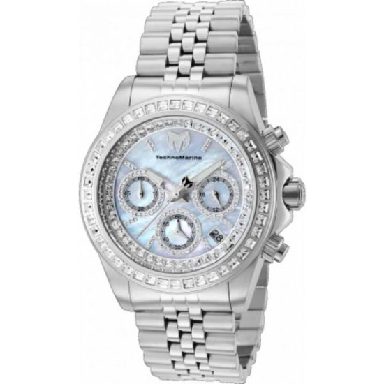 Technomarine Manta Ray Chronograph Quartz Crystal White Mother of Pearl Dial Ladies Watch TM-221022