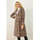 Γυναικείο παλτό καρό με γιακά και ζώνη