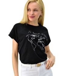 Γυναικείο T-shirt με τύπωμα to travel is to live