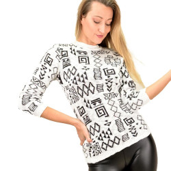 Γυναικείο πουλόβερ με γεωμετρικά σχέδια