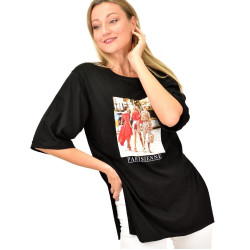 Γυναικεία μπλούζα με τύπωμα PARISIENNE oversized