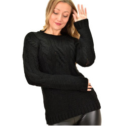 Γυναικείο πλεκτό πουλόβερ με σχέδιο πλεξούδες