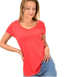 Γυναικεία μπλούζα κοντομάνικη με V λαιμόκοψη