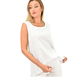 Γυναικεία μπλούζα αμάνικη ασύμμετρη με στρογγυλή λαιμόκοψη
