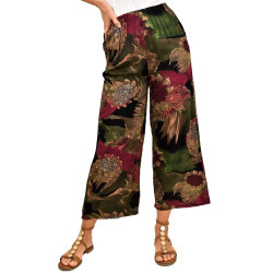 Γυναικεία παντελόνα τύπου λινό με σχέδια