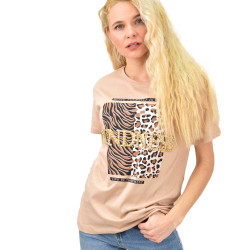 Γυναικείο T-shirt με τύπωμα και στρας KINDNESS