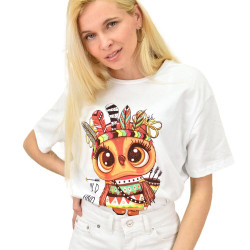 Γυναικείο T-shirt με τύπωμα κουκουβάγια