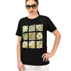 Γυναικείο T-shirt με τύπωμα και στρας 