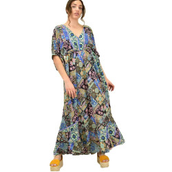 Γυναικείο μεταξωτό φόρεμα boho με δέσιμο στην πλάτη