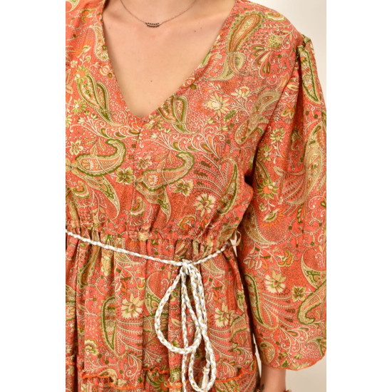 Γυναικείο φόρεμα boho με ζώνη