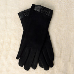 Γυναικεία βελούδινα γάντια με φιογκάκι