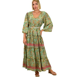 Γυναικείο φόρεμα boho με ζώνη