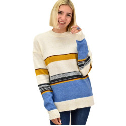 Γυναικείο πλεκτό πουλόβερ με ρίγες