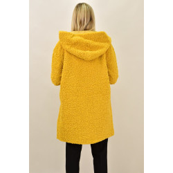 Γυναικείο παλτό μπουκλέ με επενδυση  οικολογικό μουτόν και κουκούλα 