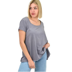 Γυναικεία μονόχρωμη μπλούζα ασύμμετρη