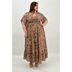 Γυναικείο μεταξωτό boho φόρεμα oversized