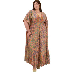 Γυναικείο μεταξωτό boho φόρεμα oversized