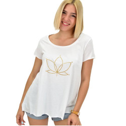 Γυναικεία μονόχρωμη μπλούζα με χρυσό τύπωμα