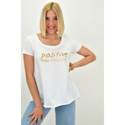Γυναικεία μονόχρωμη μπλούζα με χρυσό τύπωμα