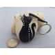Key ring with hand painted stone, Key leather chain, decorated with a hand made cat .