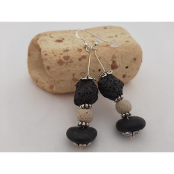 black white lava beads/